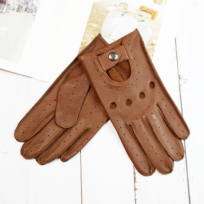 Leather Driving Glove - الصيف القيادة جلد الأيل كامل فنجر
