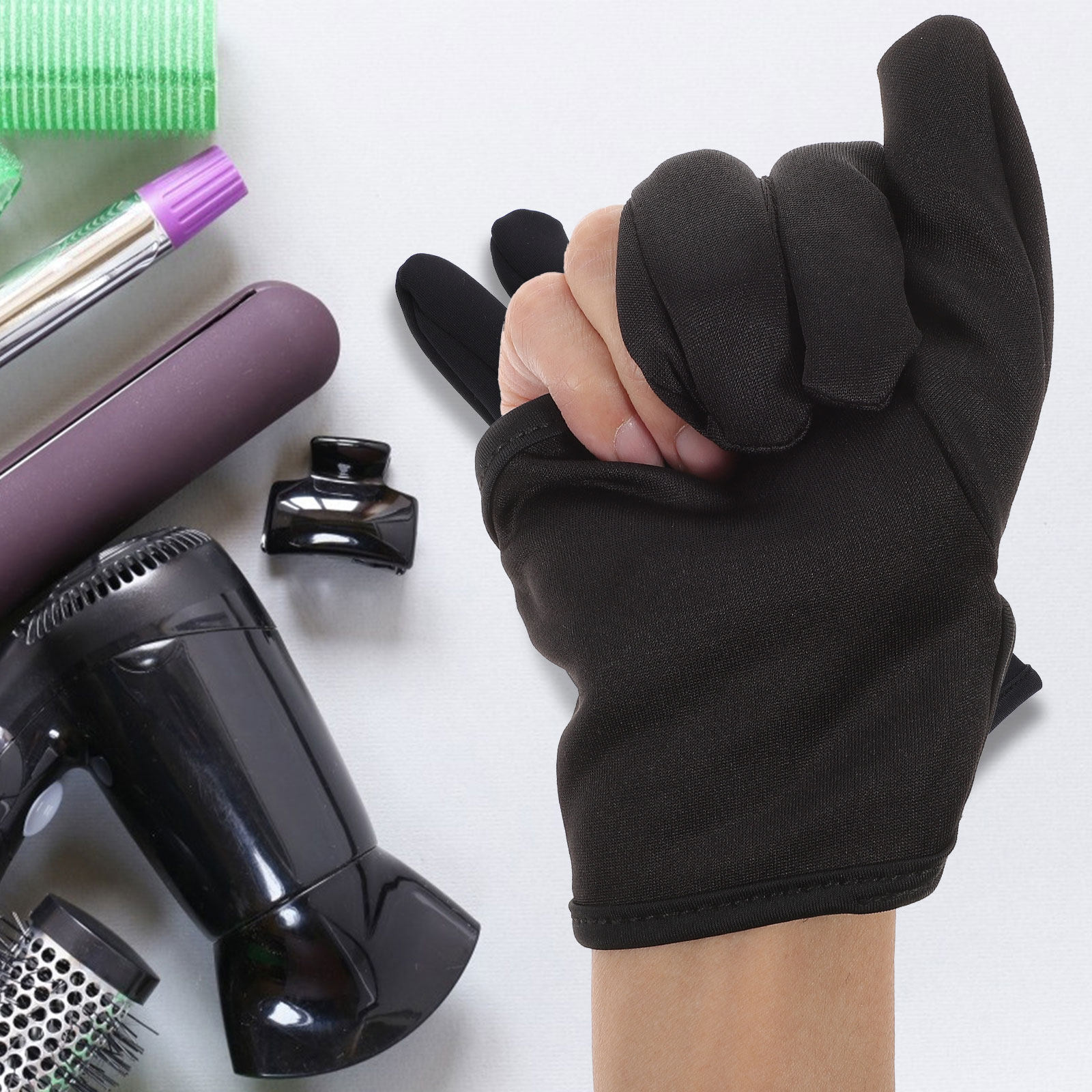 Heat Resistant Glove - قفاز تصفيف الشعر بثلاثة أصابع أسود