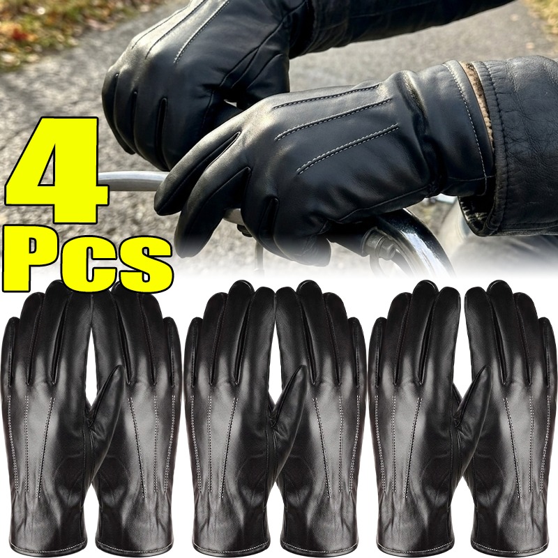 Leather Driving Glove - قفازات جلد PU حرارية للجنسين، دافئة