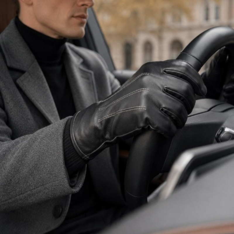 قفازات جلد PU حرارية للجنسين،  - مراجعة Leather Driving Glove وسعره